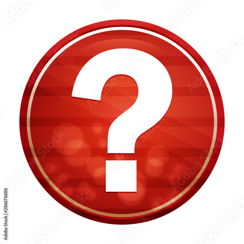 Question mark icon realistic diagonal motion red round button illustration