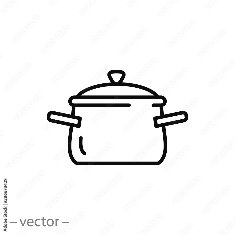 saucepan icon, cooking pot, thin line web symbol on white background - editable stroke vector illustration eps10 saucepan icon, cooking pot, thin line web symbol on white background - editable stroke vector illustration eps10