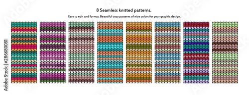 Set of 8 Winter Holiday Seamless Knitted Patterns