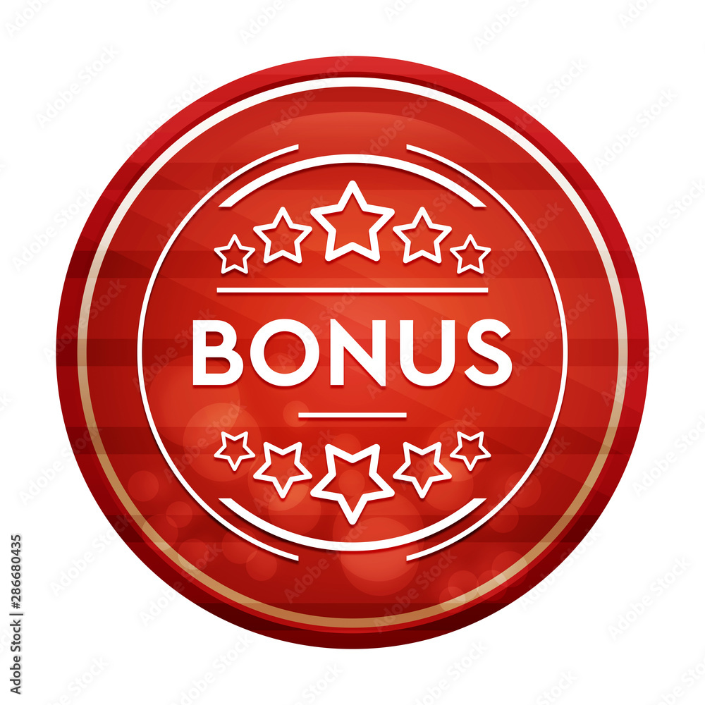 Bonus badge icon realistic diagonal motion red round button illustration Bonus badge icon realistic diagonal motion red round button illustration