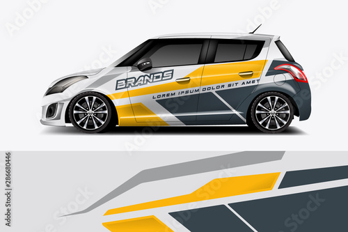 Car decal wrap design vector. Graphic abstract stripe racing background kit designs for vehicle, race car, rally, adventure and livery,eps 10