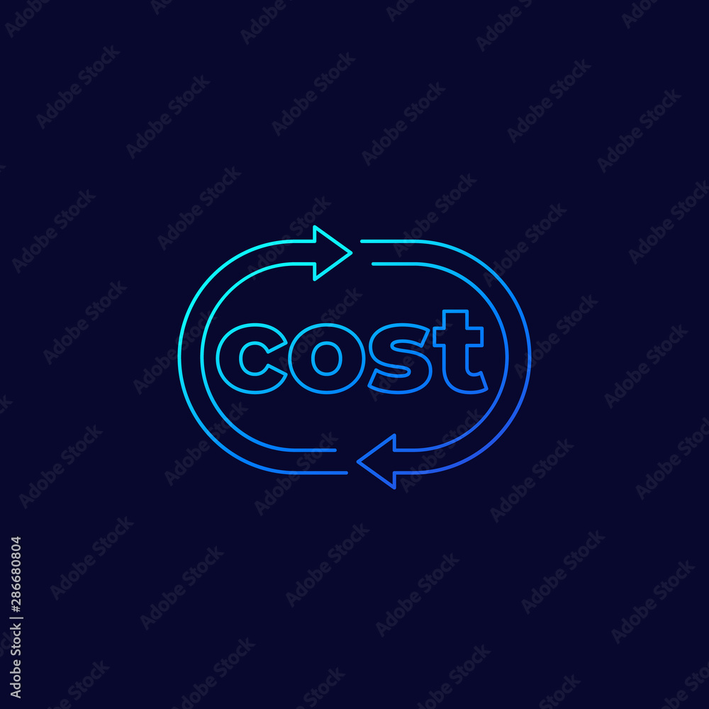 cost vector icon with arrows, linear