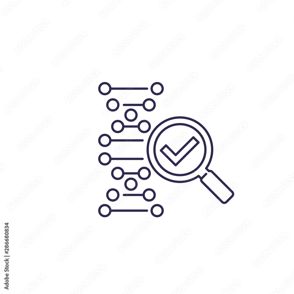 dna research and genetics vector icon, line dna research and genetics vector icon, line