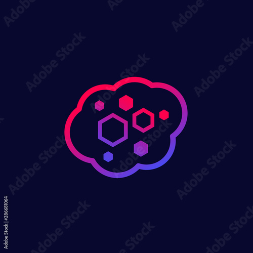 nano substance, vector icon on dark