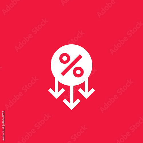 profit decrease, percent down vector icon