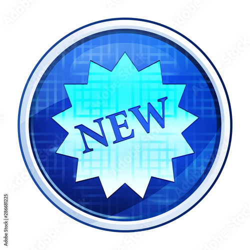 New star badge icon futuristic blue round button vector illustration