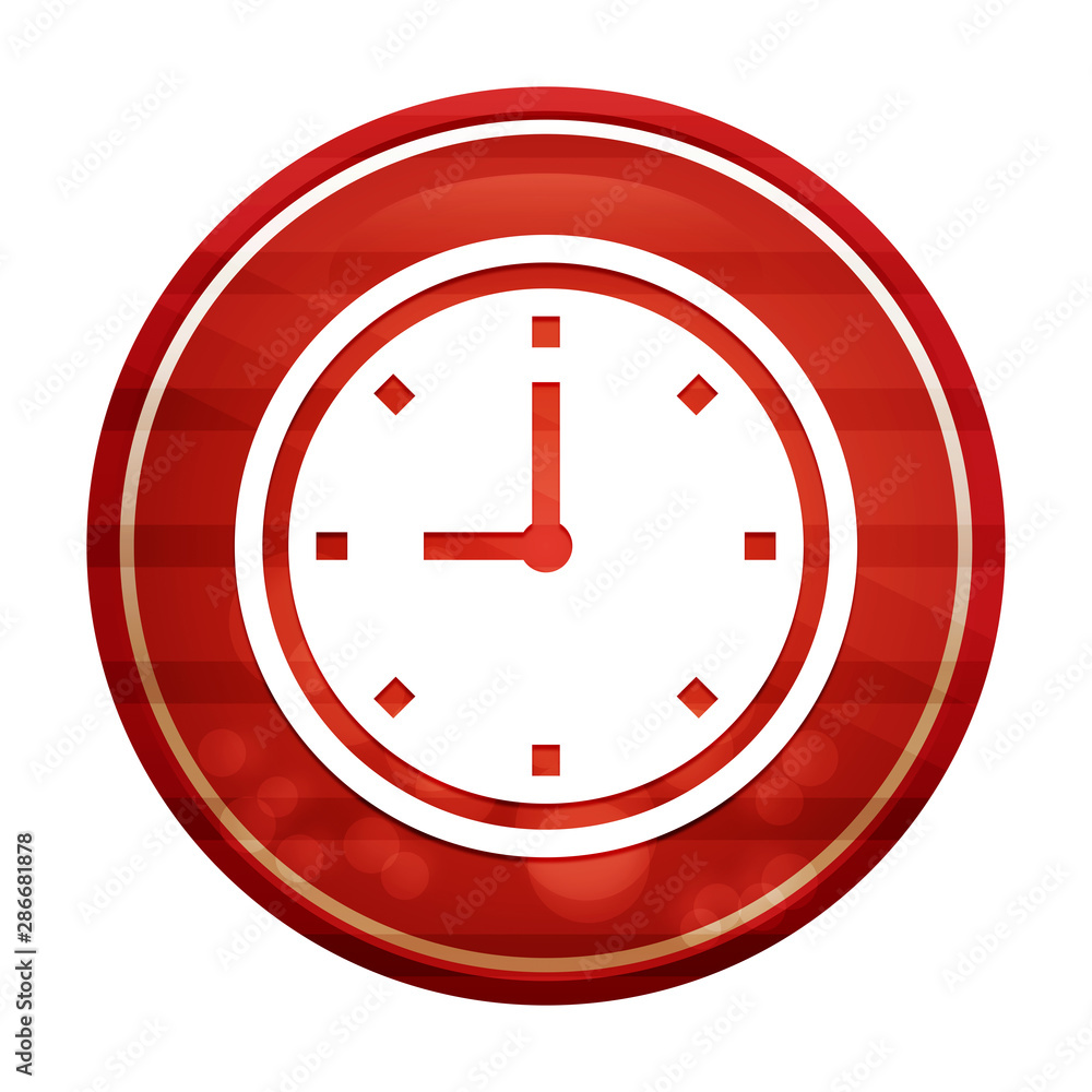 Clock icon realistic diagonal motion red round button illustration Clock icon realistic diagonal motion red round button illustration