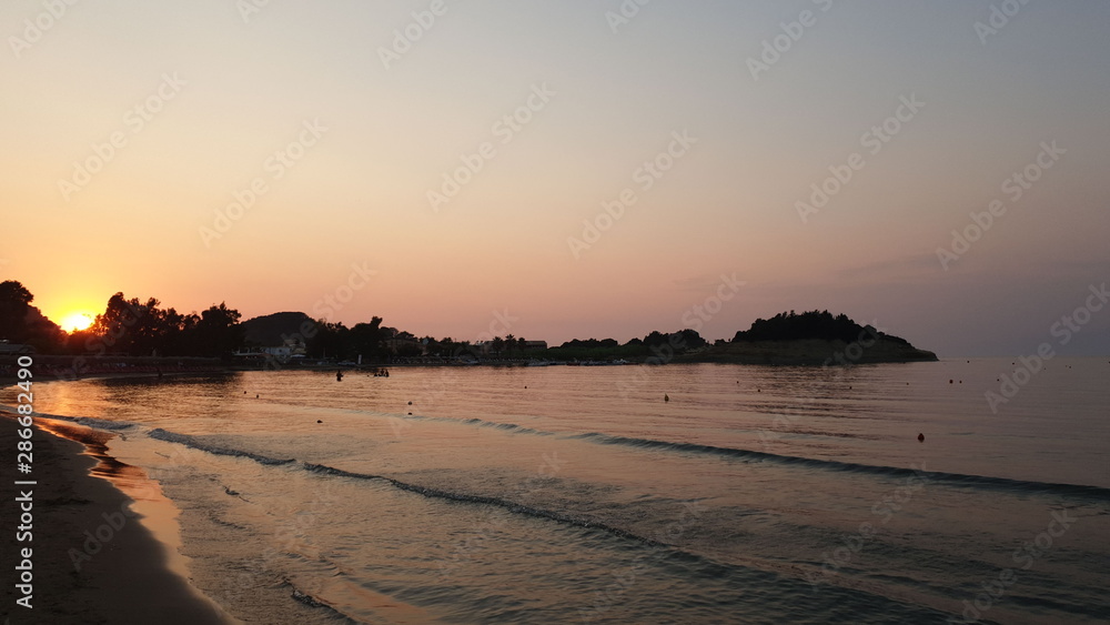 sunset on Sodari beach Corfu Greece