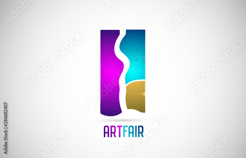 Art fair or exposition logo icon design with pink and blue colors