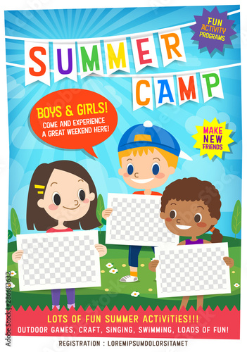 Fotomurale kids summer camp education advertising poster flyer template