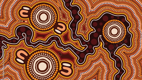 Aboriginal dot art vector background.