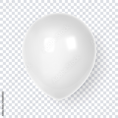 3d Realistic Colorful Balloon. Birthday balloon for party and celebrations.  Isolated on white Background. Vector Illustration