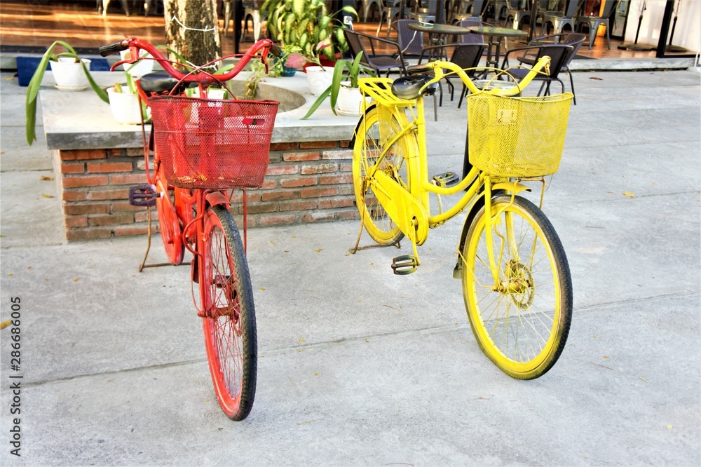 bicycles in a cafe