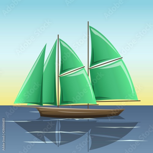 Sailboat in the sea, simple sailboat silhouette