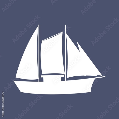 Sailboat in the sea, simple sailboat silhouette