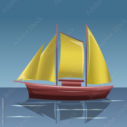 Sailboat in the sea, simple sailboat silhouette