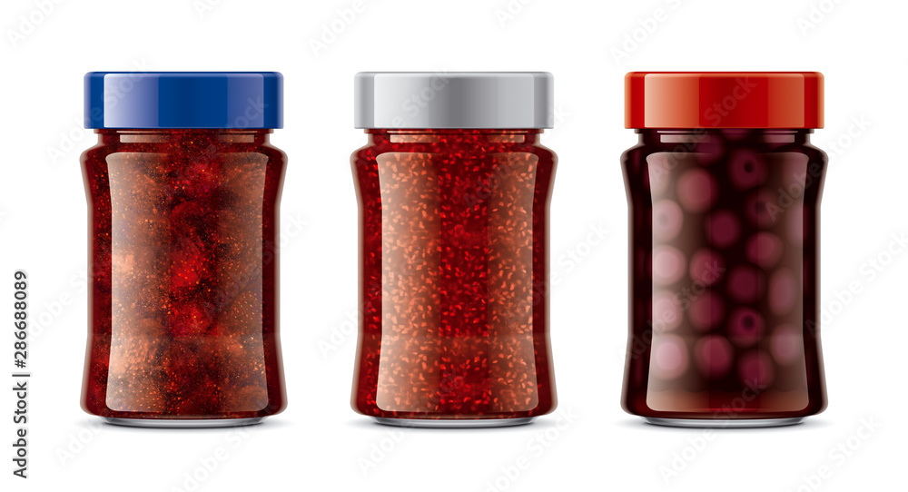 Set of Glass Jar with Jam. Set of Glass Jar with Jam.