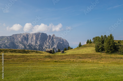 Beautiful Mountain Landscape Panorama At Seiser Alm In South Tyrol Italy