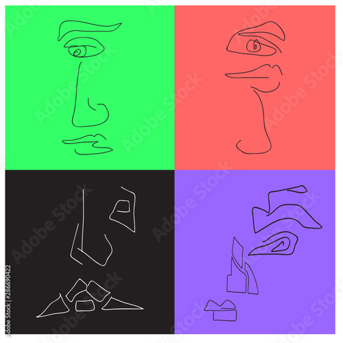 sketch, facial stylization, hand drawn vector illustration,