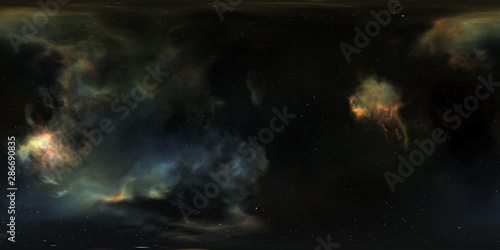 Space nebula, 3D rendering, spherical panorama