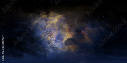 Space nebula, 3D rendering, spherical panorama