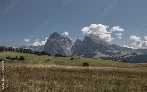 Beautiful Mountain Landscape Panorama At Seiser Alm In South Tyrol Italy