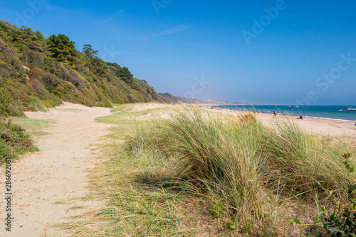 Summer on sunny english beach view.Summer background concept