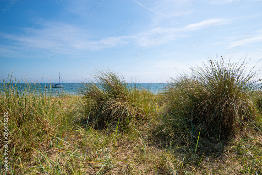 Summer on sunny english beach view.Summer background concept Summer on sunny english beach view.Summer background concept