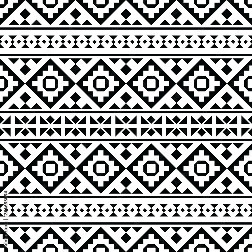 Seamless ethnic pattern in black and white color. Azte tribal vector design Seamless ethnic pattern in black and white color. Azte tribal vector design