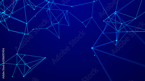 Abstract communication background with connecting dots and lines. Plexus effect. 3d photo