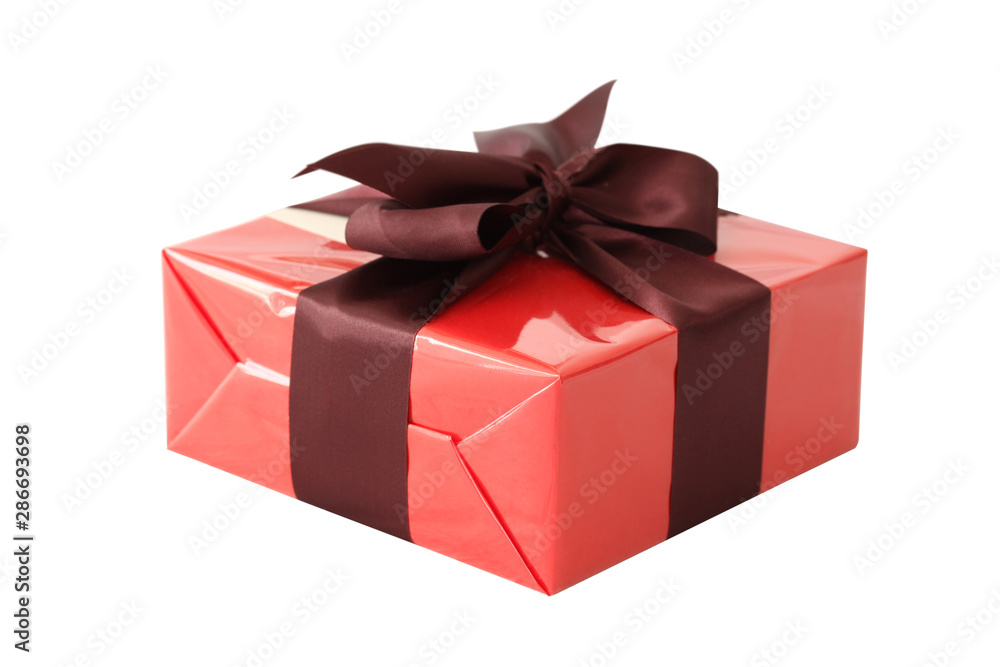 red gift box isolated on white background with clipping path included and copy space for your text red gift box isolated on white background with clipping path included and copy space for your text