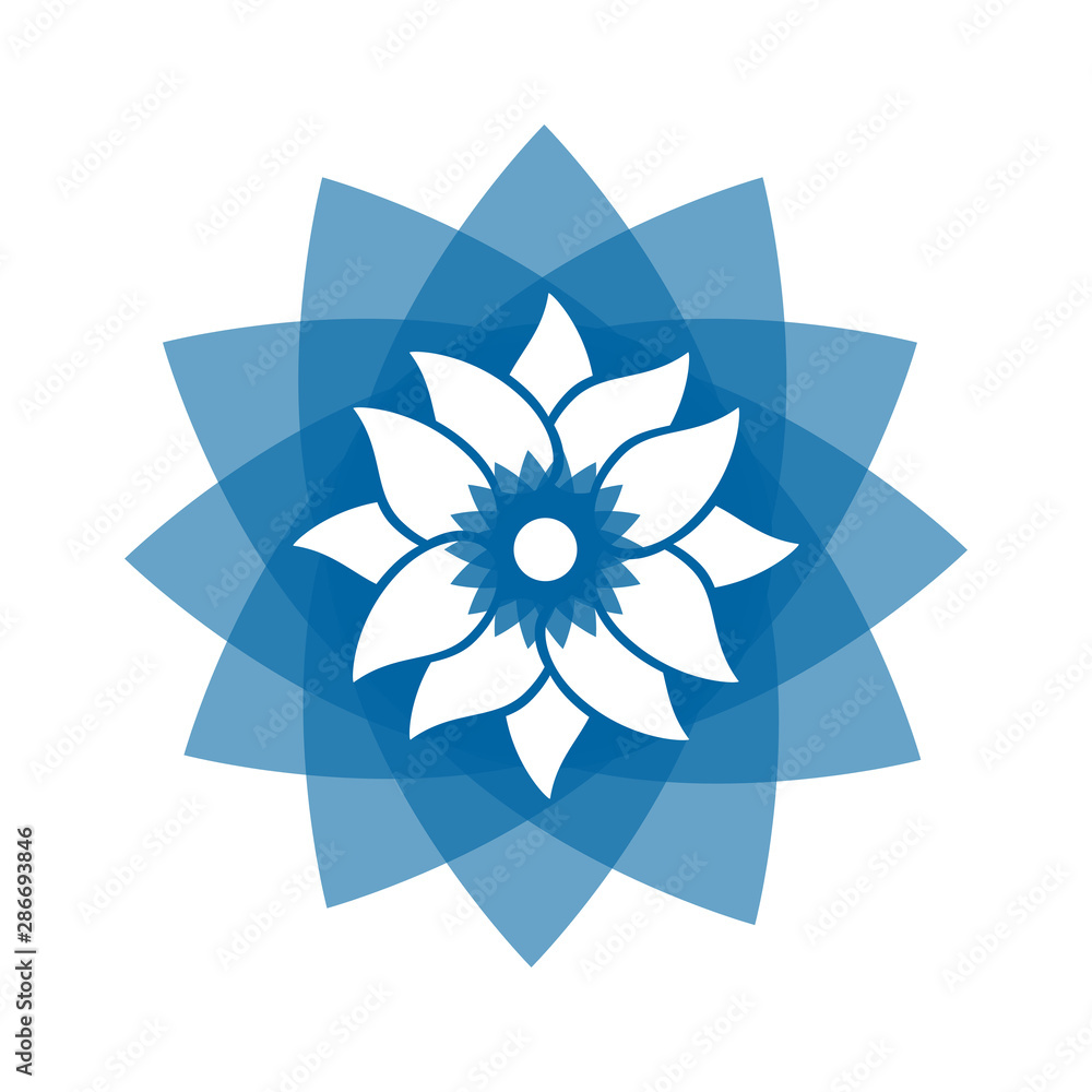 Light blue abstract geometric flower logo template. Business abstract icon isolated on white. Use for logo, sign, symbol, web, label, icon. Vector illustration Light blue abstract geometric flower logo template. Business abstract icon isolated on white. Use for logo, sign, symbol, web, label, icon. Vector illustration