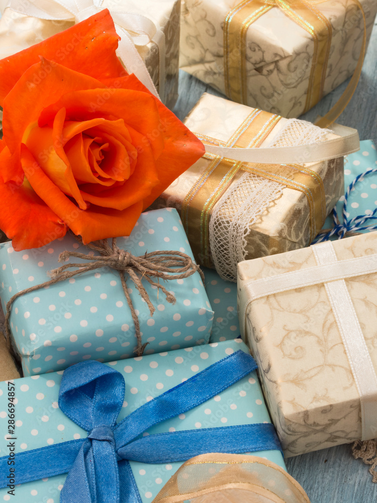 gift boxes wrapped in nice decoration gift boxes wrapped in nice decoration