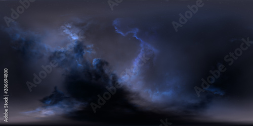 Space nebula, 3D rendering, spherical panorama
