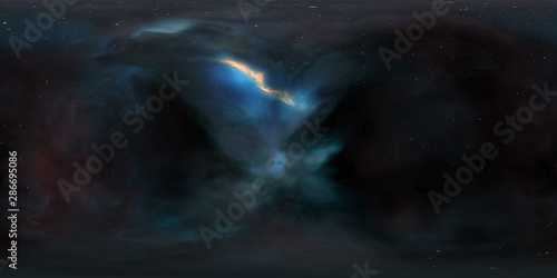 Space nebula, 3D rendering, spherical panorama