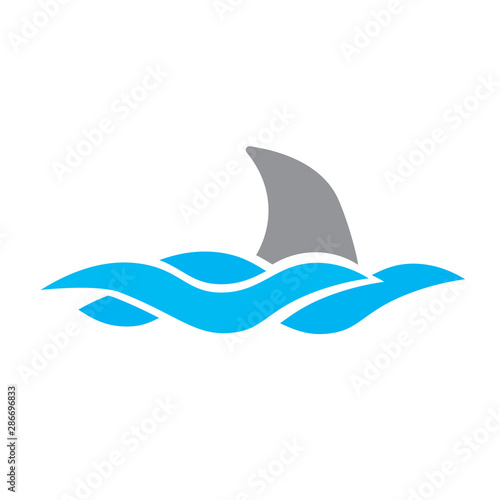 shar fin and sea waves icon- vector illustration