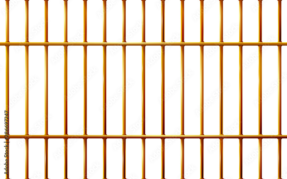 custom made wallpaper toronto digitalRealistic Jail bars golden, prison background iron interior. Yellow cells old. Banner vector detailed illustration metal lattice. Detention centre cell. Isolated way, freedom concept gold grid.