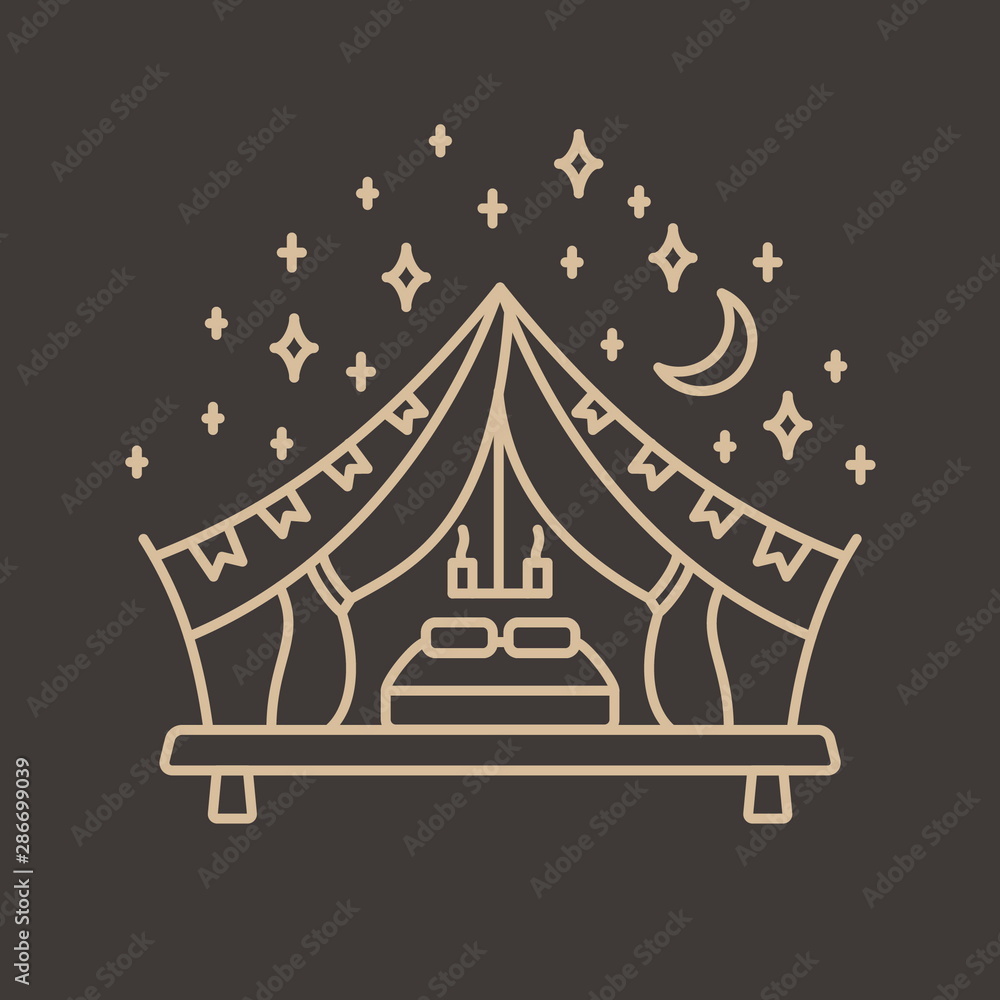 Fototapeta premium Glamping tent logo