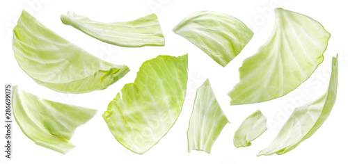Fotografie Sliced cabbage isolated on white background, top view