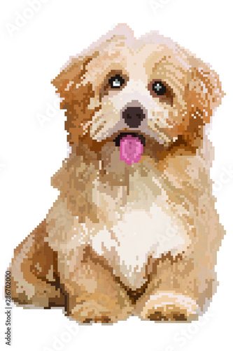 vector pixel art dog isolated on white background