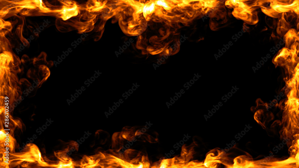 Fire frame design. 3D illustration Photos Adobe Stock