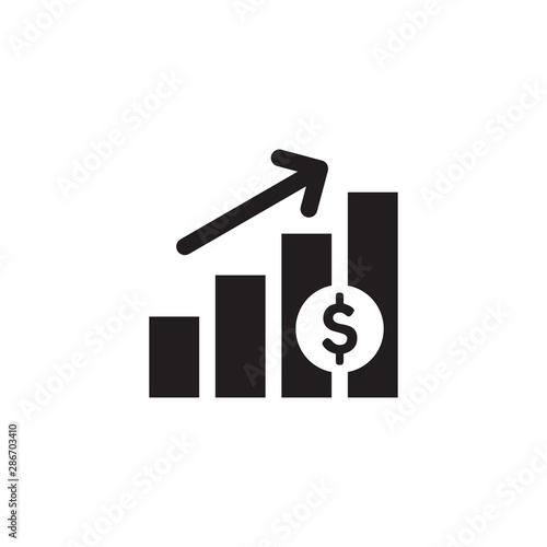 Finance exchange graphic growth up. Black web icon design. Vector illustration. 