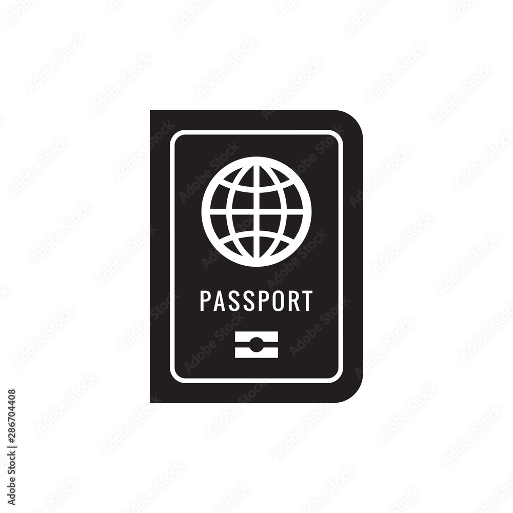 Passport web black icon design. Travel document sign. Vector illustration. Passport web black icon design. Travel document sign. Vector illustration.