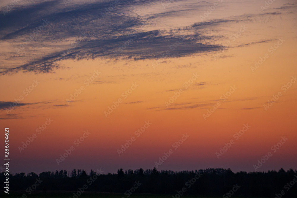 orange summer sky before sunrise