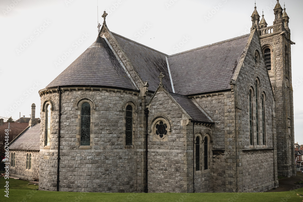 Detail architecture of the Assumption church in Howth, Ireland