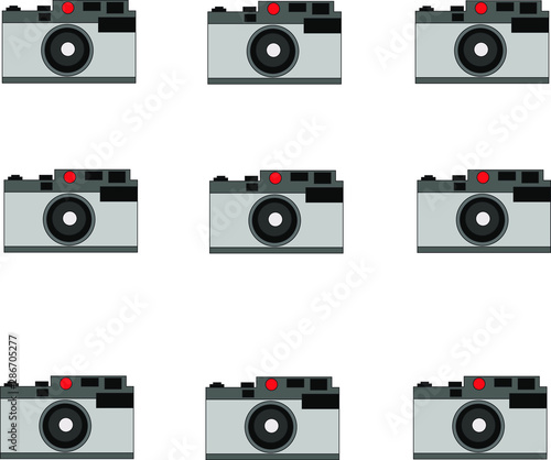 Vintage camera, black and white vector