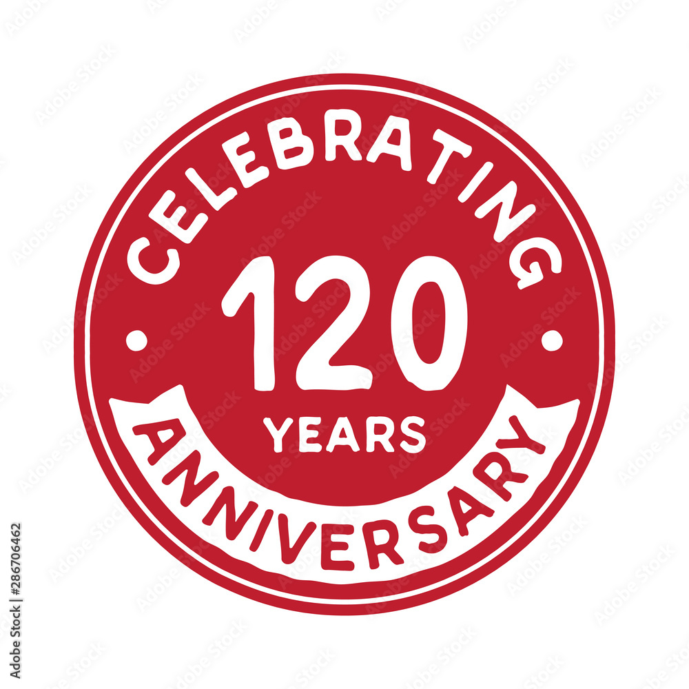 120 years anniversary logo design template. One hundred and twenty years logtype. Vector and illustration.