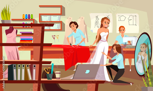 Sewing studio, atelier flat vector illustration