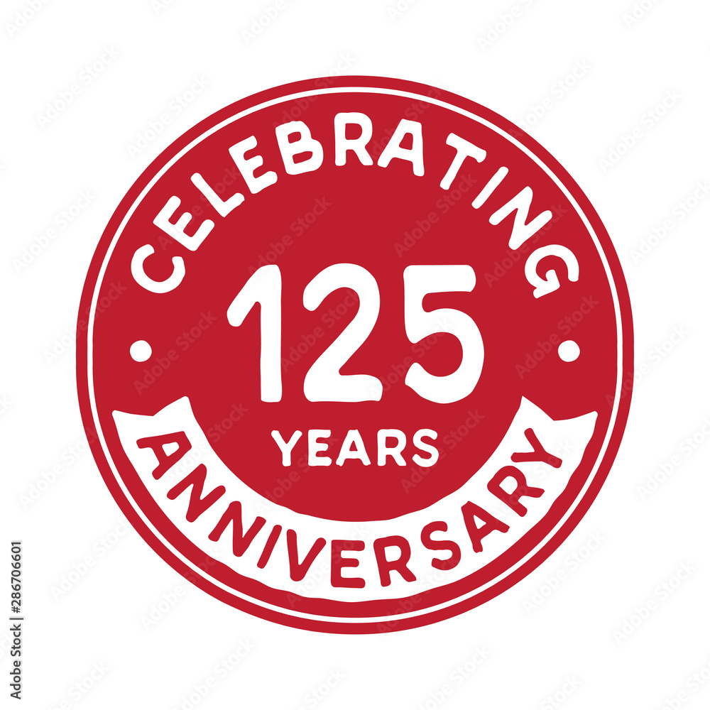 125 years anniversary logo design template. One hundred and twenty-five years logtype. Vector and illustration.