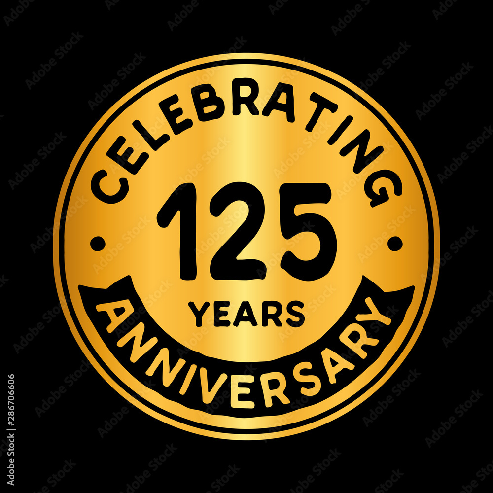 125 years anniversary logo design template. One hundred and twenty-five years logtype. Vector and illustration.